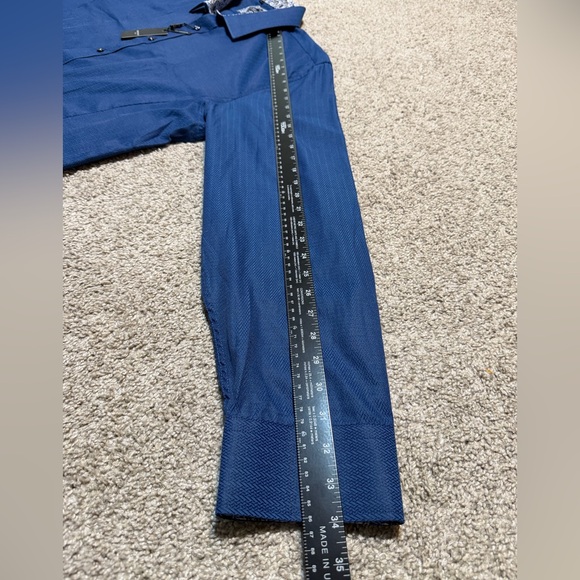 Rosso Milano Italy Dress Shirt 3XL Modern Fit Blue Textured Button Up NWT $179 - Picture 9 of 10